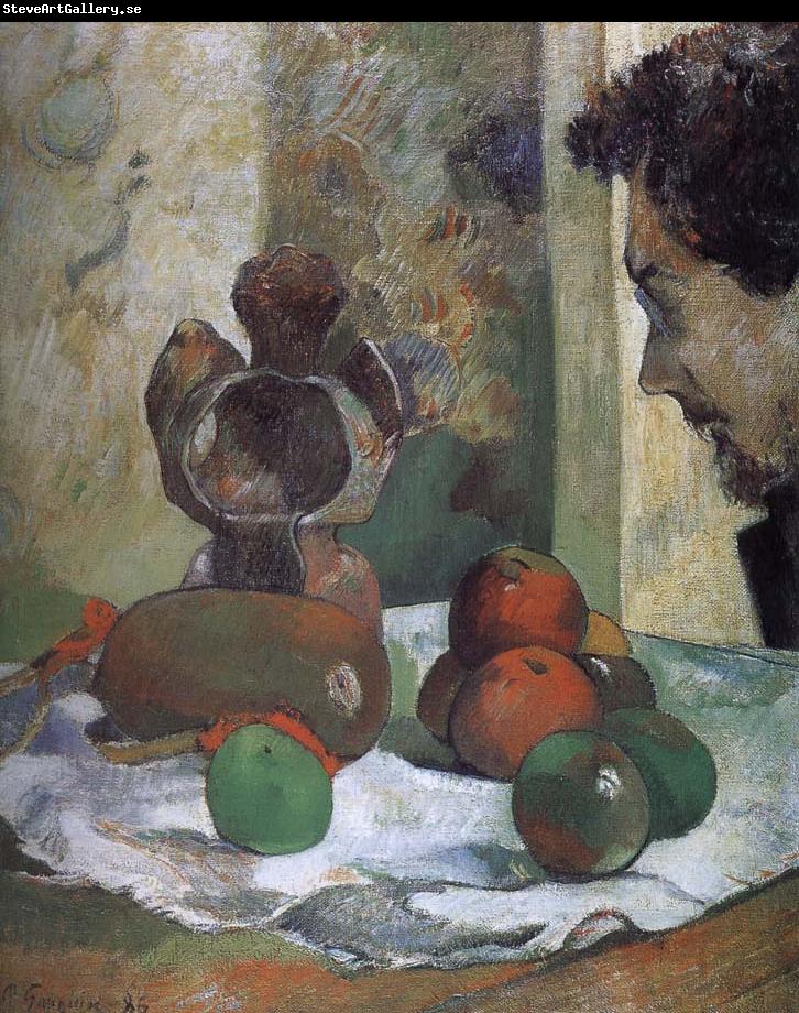 Paul Gauguin There is still life portrait side of the lava